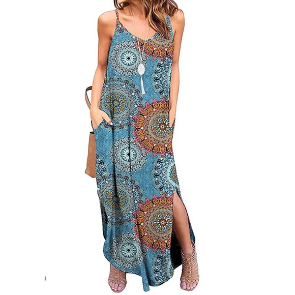 NWOT Patterned Maxi Dress w pockets - Picture 1 of 5